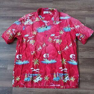 Pacific Legend VTG Surfing Santa Christmas Hawaiian Shirt Men 2XL Vacation Beach